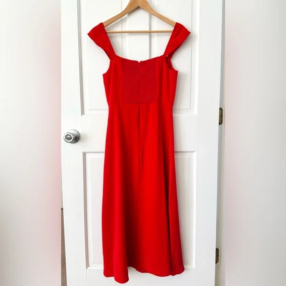 NEW! RIHOAS The Red Sweetheart Neckline Cap Sleeve Midi Dress Size XS - Picture 9 of 15